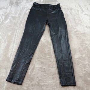 Haute Monde Faux Leather Pants Womens Small Black High Rise Slim Side Zip Seamed